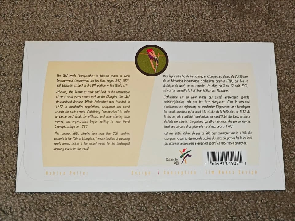 First Day Covers FDC - 2001 IAAF World Championships Stamps - photo 4