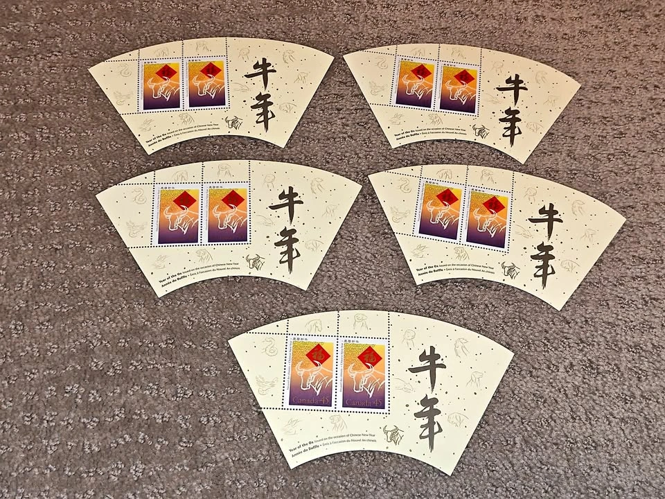 1997 Lunar Chinese New Year of the Ox Stamp Sheets (Set of 5)