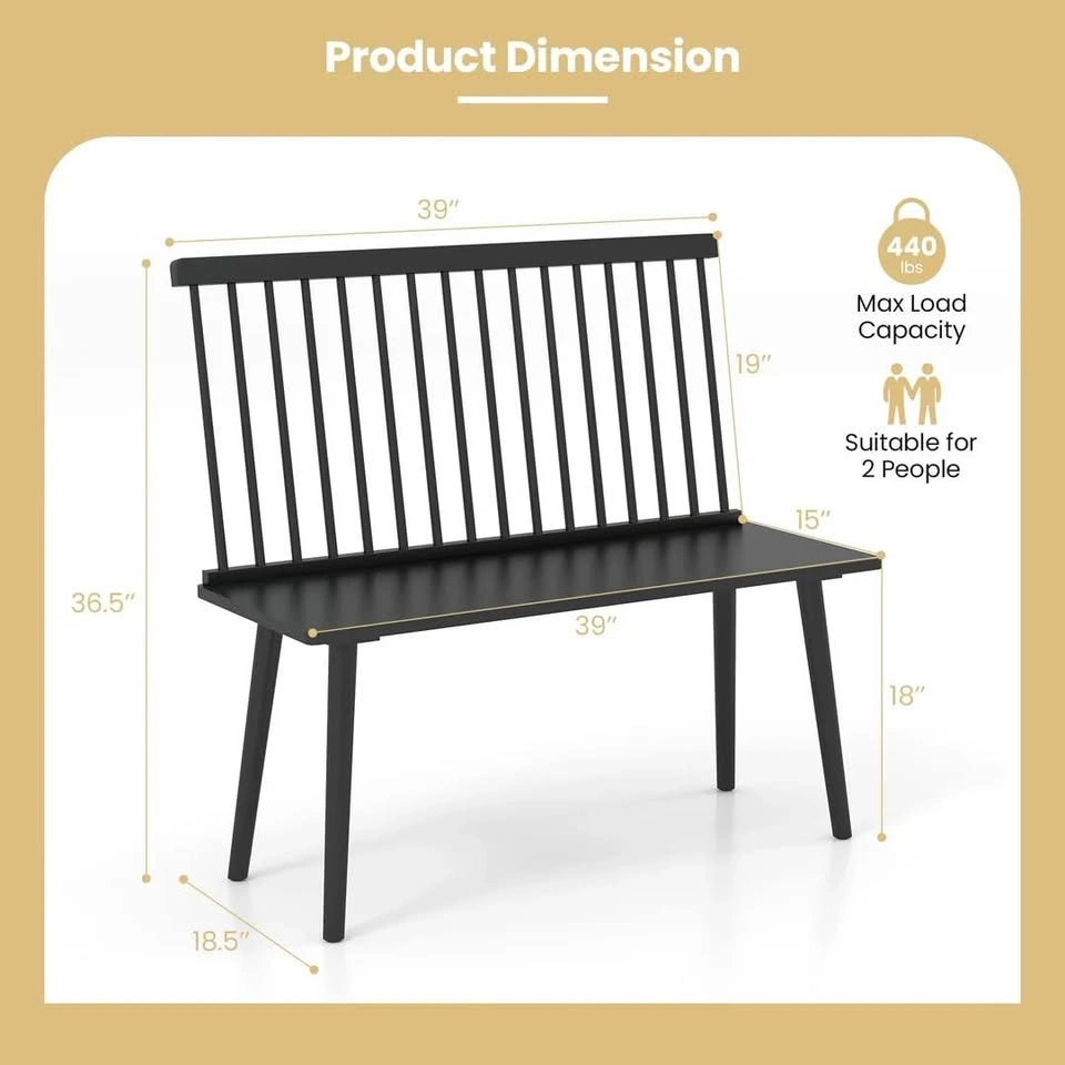 Giantex Entryway Bench for 2, Windsor Bench with Spindle Back - photo 3