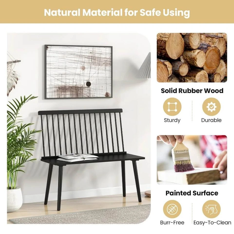 Giantex Entryway Bench for 2, Windsor Bench with Spindle Back - photo 5