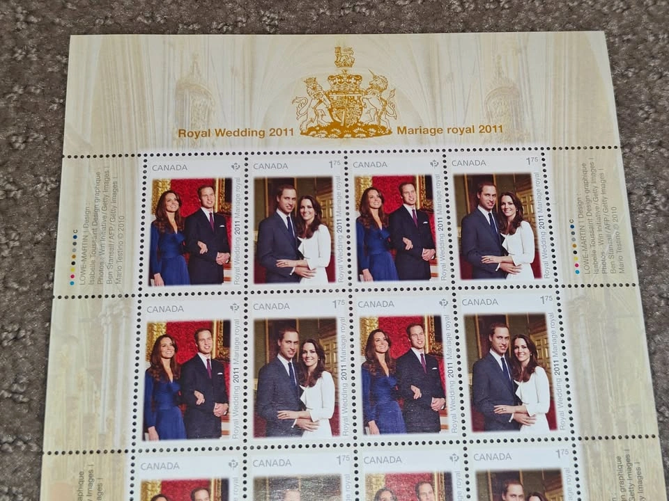 Full Pane Stamp Sheet - 2011 Royal Wedding Prince William & Kate - photo 2