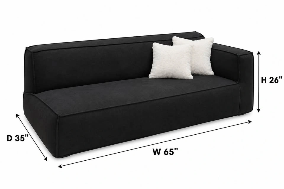 Modern Black Low-Profile Sofa with Accent Pillows - photo 3