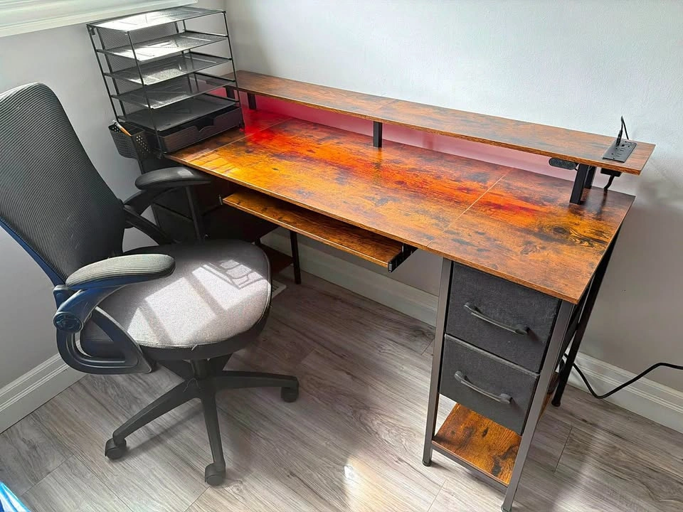 Computer Desk W/ LEDs + Chair