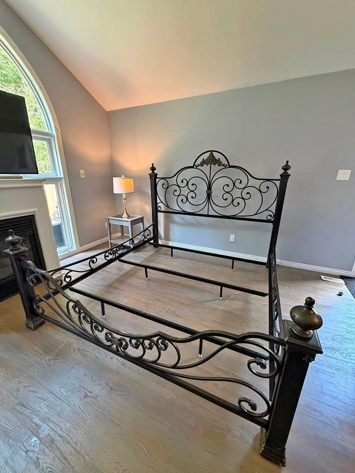 Ornate Black Metal King Bed Frame