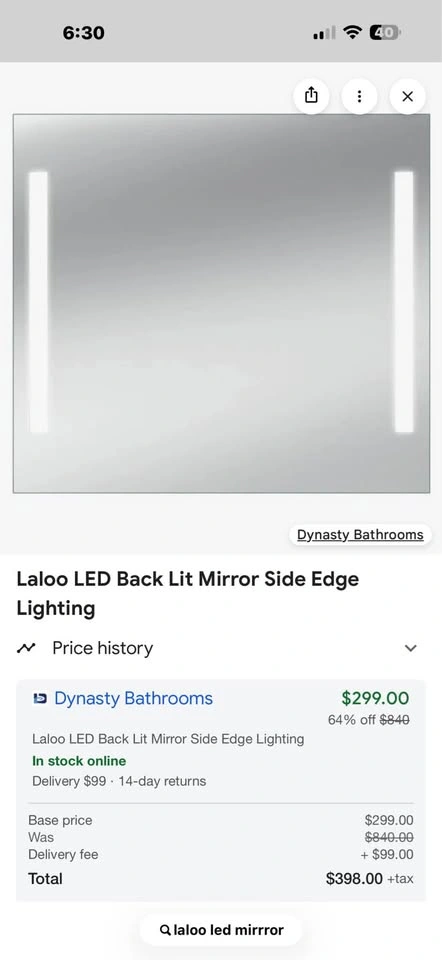 LaLOO Melanie Backlit Bathroom Vanity Mirror – Brand New in Box - photo 2