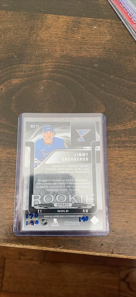 Jimmy Snuggerud Rookie Update Card 10/10 - photo 2