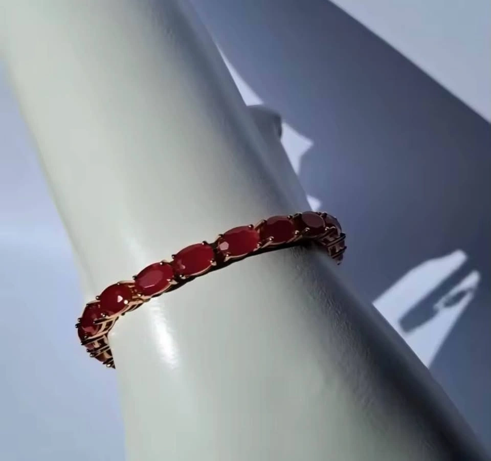 Royal Red – Natural Myanmar Tennis 12 Carats Ruby Bracelet - photo 4