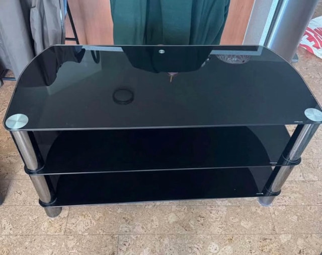 44” TV + Black Tempered Glass TV Console – $100 - photo 2