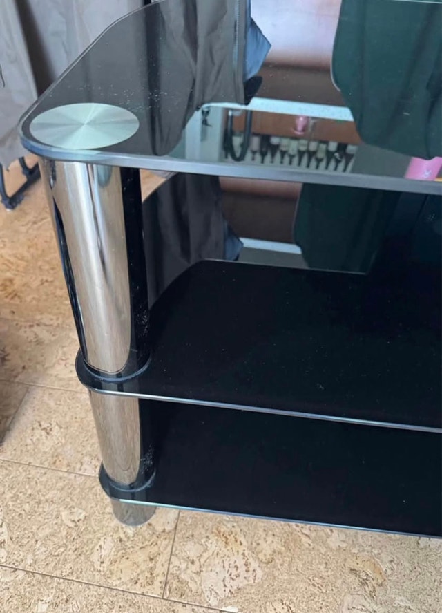 44” TV + Black Tempered Glass TV Console – $100 - photo 3