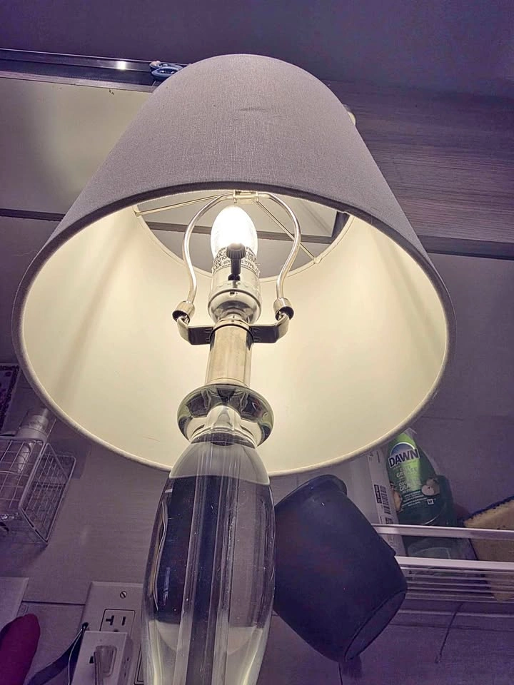 Elegant Glass & Silver Table Lamp with Fabric Shade