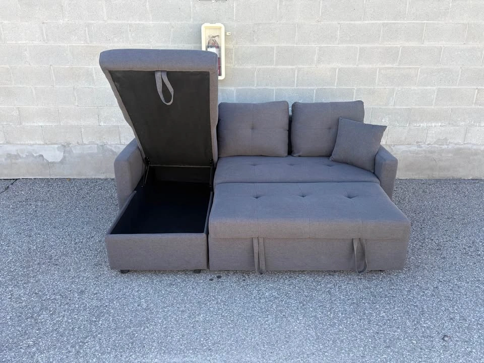 Grey Sectional Sofa Bed with Storage - Delivery Available - photo 2