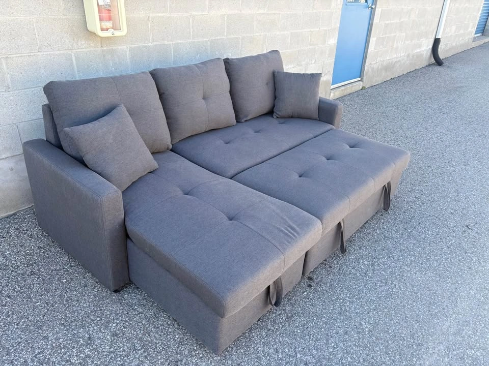 Grey Sectional Sofa Bed with Storage - Delivery Available - photo 3