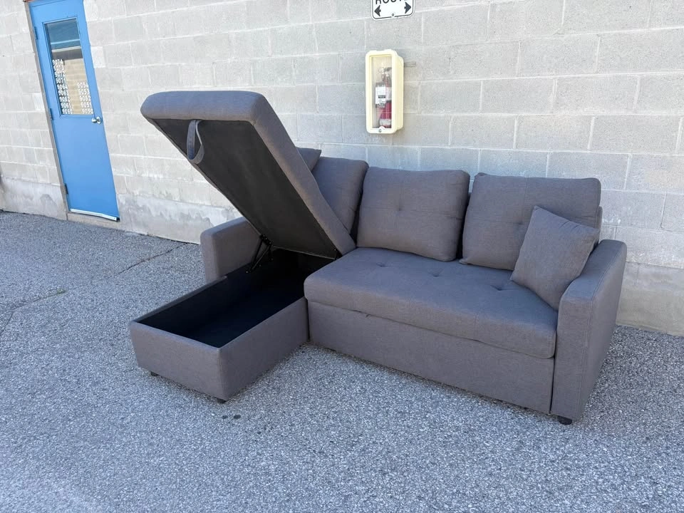 Grey Sectional Sofa Bed with Storage - Delivery Available - photo 4
