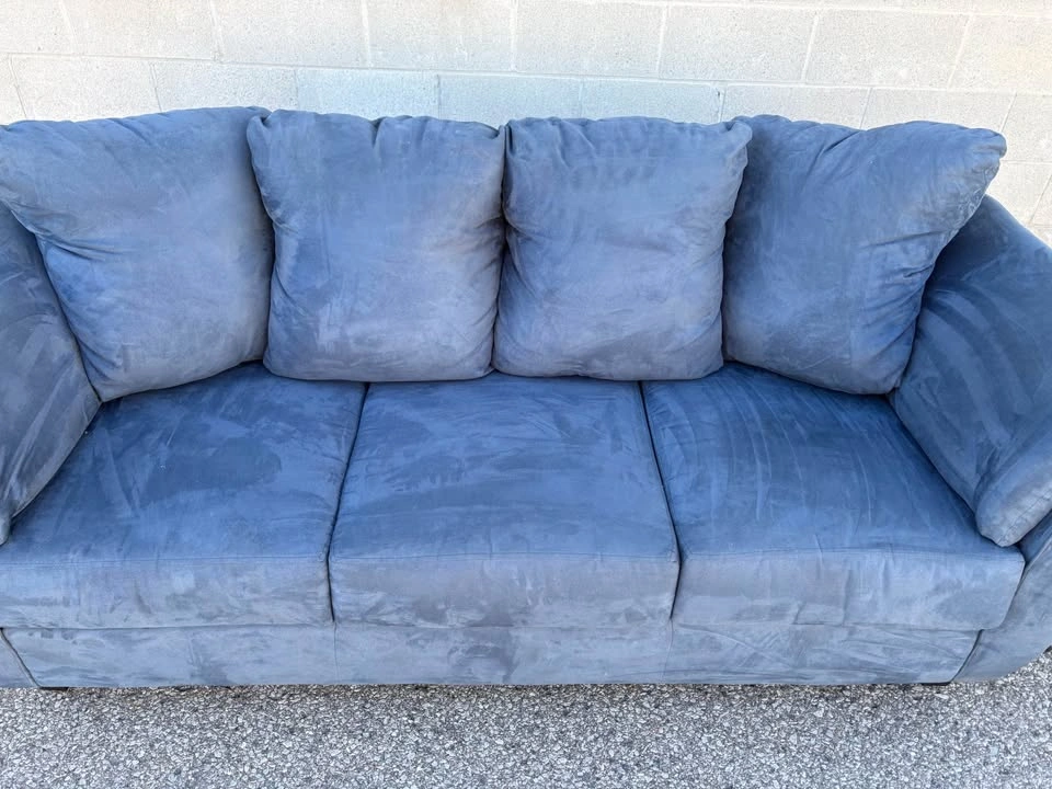 Blue Suede 3 Seater Sofa - Delivery Available - photo 5