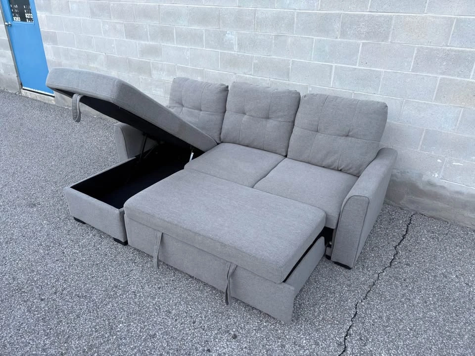 Leon’s Grey Sectional Sofa Bed with Storage - Delivery Available - photo 2