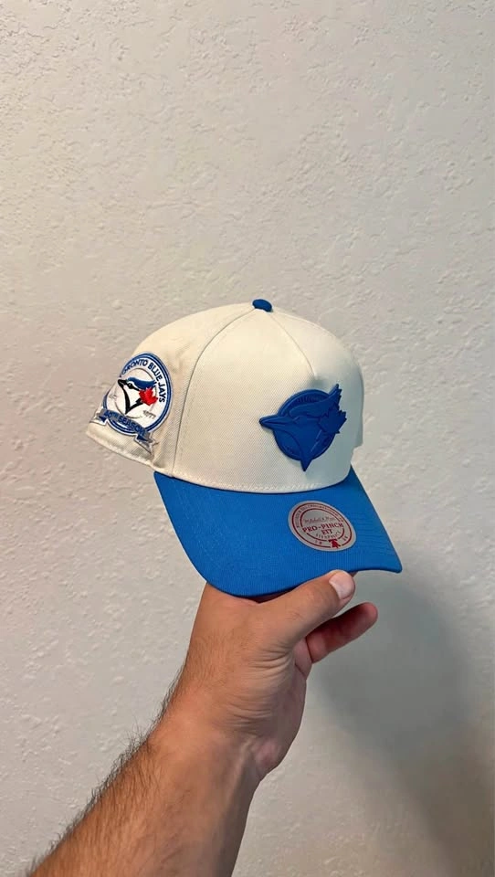 Blue Jays 40th Season Cream/Blue Rubber Logo - Mitchell & Ness
