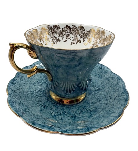 Vintage ROYAL ALBERT GOSSAMER Bone China Teacup & Saucer, Blue S