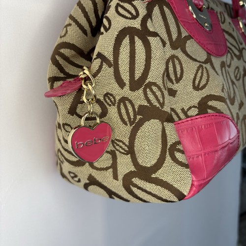 Bebe Tan & Pink Monogram Canvas Shoulder Bag - photo 5
