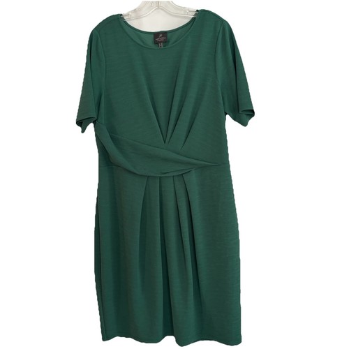 ADRIANNA PAPELL Women’s Dark Green Bodycon Ruched Dress 16W