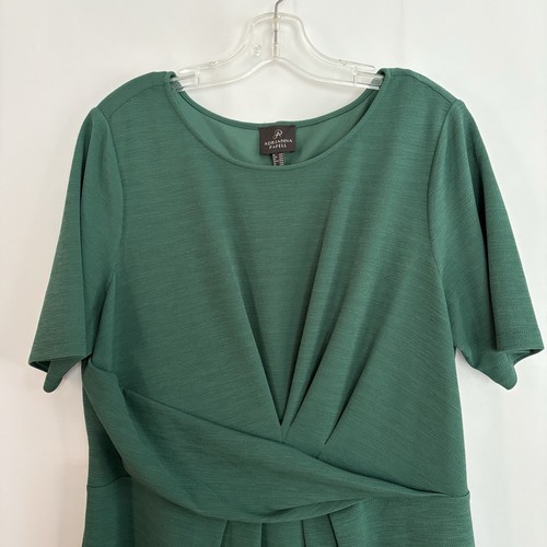 ADRIANNA PAPELL Women’s Dark Green Bodycon Ruched Dress 16W - photo 2