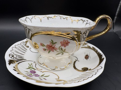 Antique Doulton Burslem Bone China Hand Painted Cup & Saucer