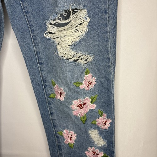 Venus Women’s Embroidered Floral Ripped Denim Blue Jeans Size 6 - photo 5