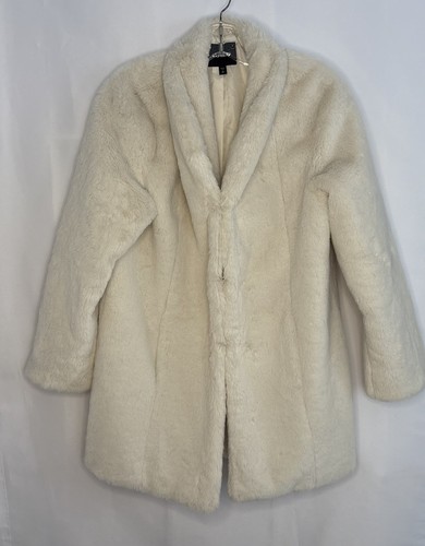 Express Women’s Faux Fur Top Coat Ivory Size Small