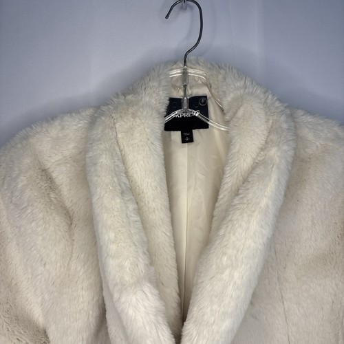 Express Women’s Faux Fur Top Coat Ivory Size Small - photo 3