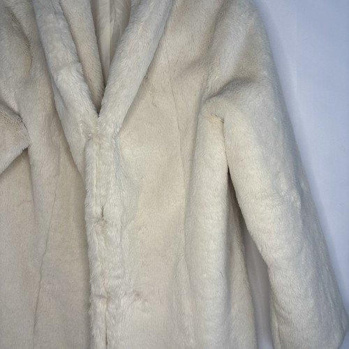 Express Women’s Faux Fur Top Coat Ivory Size Small - photo 5
