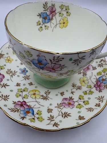 Antique EB FOLEY Bone China Teacup & Saucer, Floral Chintz Patte - photo 3