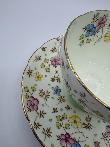 Antique EB FOLEY Bone China Teacup & Saucer, Floral Chintz Patte - photo 4