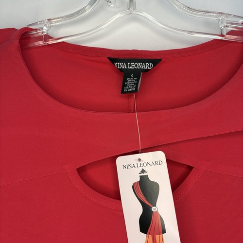 NWT Nina Leonard Women’s Dress With Side Seam Pockets, Red Size - photo 5