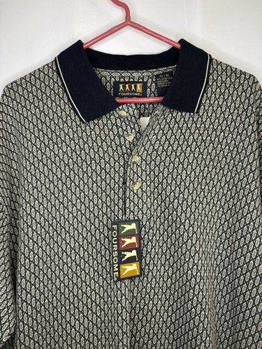 NWT FOURSOME Men's Tall XL Polo Golf Shirt, Cream & Black - photo 2