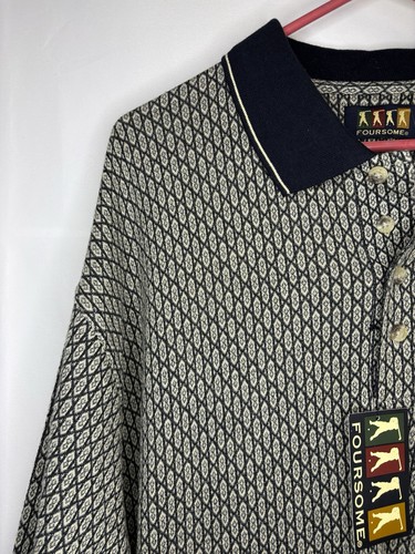 NWT FOURSOME Men's Tall XL Polo Golf Shirt, Cream & Black - photo 4
