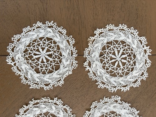 VINTAGE Set of 6 HANDMADE DOILIES Extra Small Size, See Pics - photo 2