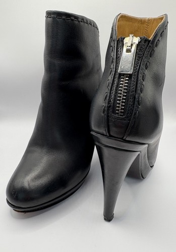 True Religion Beatriz Genuine Leather Black Ankle Bootie 4” Heel