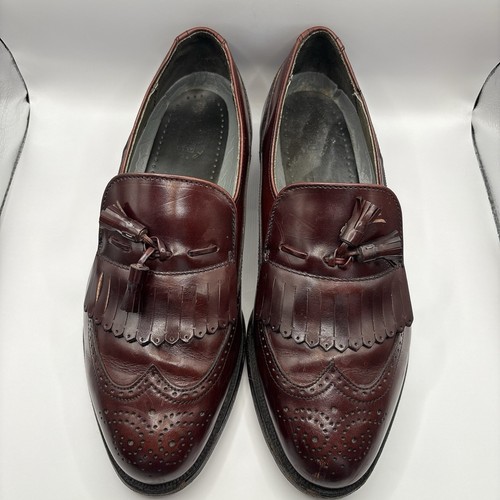 Vintage DEXTER Men’s Leather Burgundy Wingtip Tassel Dress Shoes - photo 3