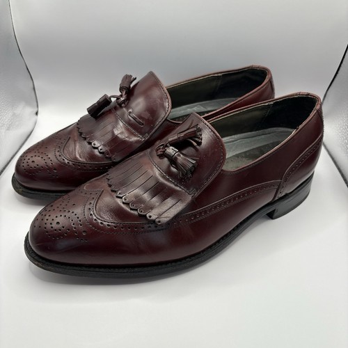 Vintage DEXTER Men’s Leather Burgundy Wingtip Tassel Dress Shoes - photo 4