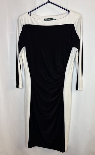 Lauren Ralph Lauren Women's Bodycon Dress Black & Cream Size 10