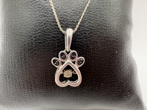 Sterling Silver Dancing Diamond Paw Pendant 18” Length 0.04 CTW - photo 2