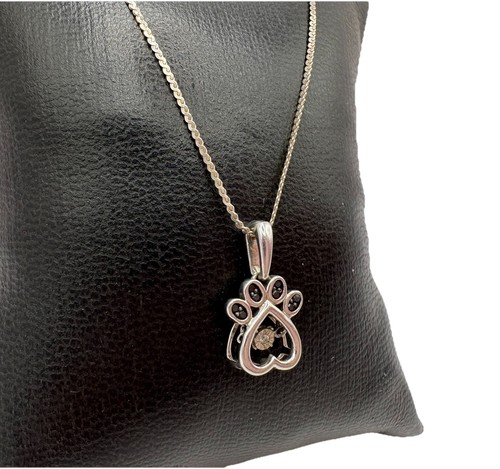 Sterling Silver Dancing Diamond Paw Pendant 18” Length 0.04 CTW - photo 3