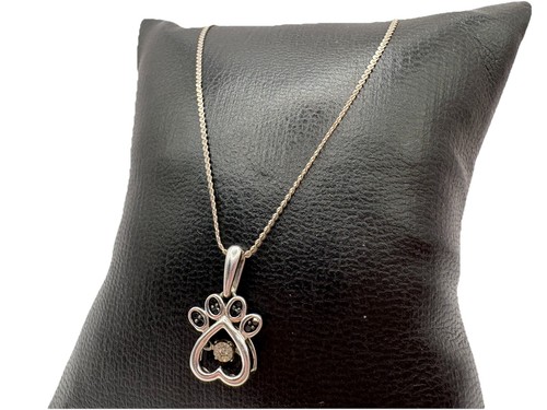 Sterling Silver Dancing Diamond Paw Pendant 18” Length 0.04 CTW - photo 4