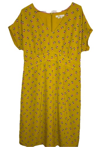 Boden Women’s Retro Style Dress Mustard Yellow & Pink Size 14
