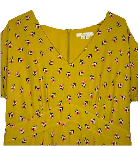 Boden Women’s Retro Style Dress Mustard Yellow & Pink Size 14 - photo 2