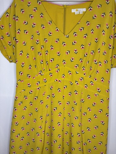 Boden Women’s Retro Style Dress Mustard Yellow & Pink Size 14 - photo 3