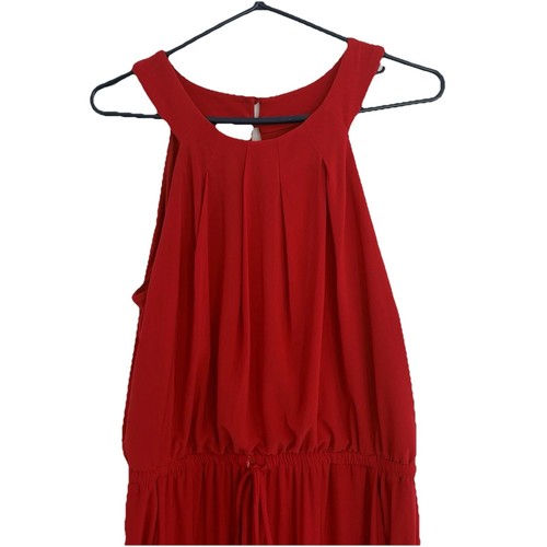 EMMA & MICHELLE Red Pant Jumpsuit Pleated Top Drawstring Waist M