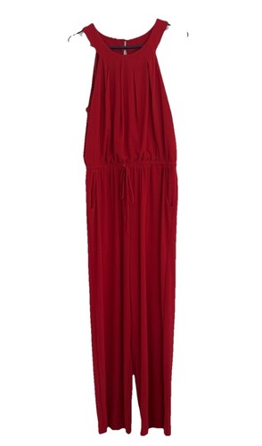 EMMA & MICHELLE Red Pant Jumpsuit Pleated Top Drawstring Waist M - photo 2