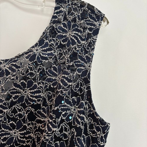 Roz & Ali Women’s Navy Blue Floral Lace Sequin Dress Size 16 - photo 4