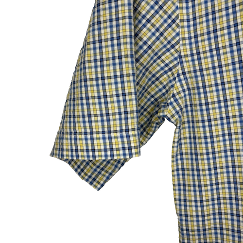 LL Bean Men's Blue Yellow Check Plaid Chambray Shirt Size Sm - photo 3