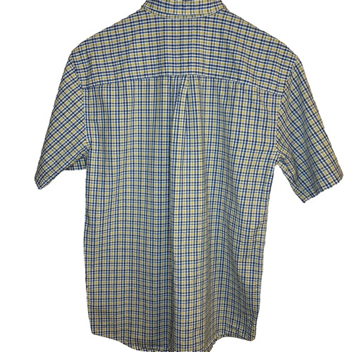 LL Bean Men's Blue Yellow Check Plaid Chambray Shirt Size Sm - photo 4